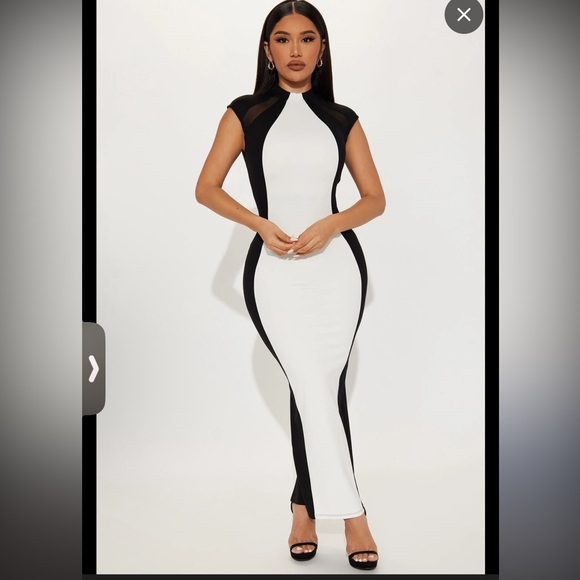 Fashion Nova Dresses & Skirts - Black Tie Affair Maxi Dress - Black/White